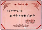 润泰股份张世元荣获 “泰州市劳动模范”称号