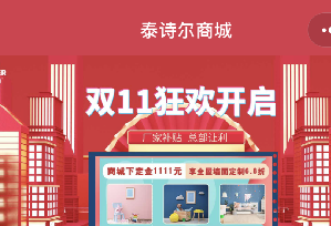 泰诗尔双十一单日订单总额突破1500万！